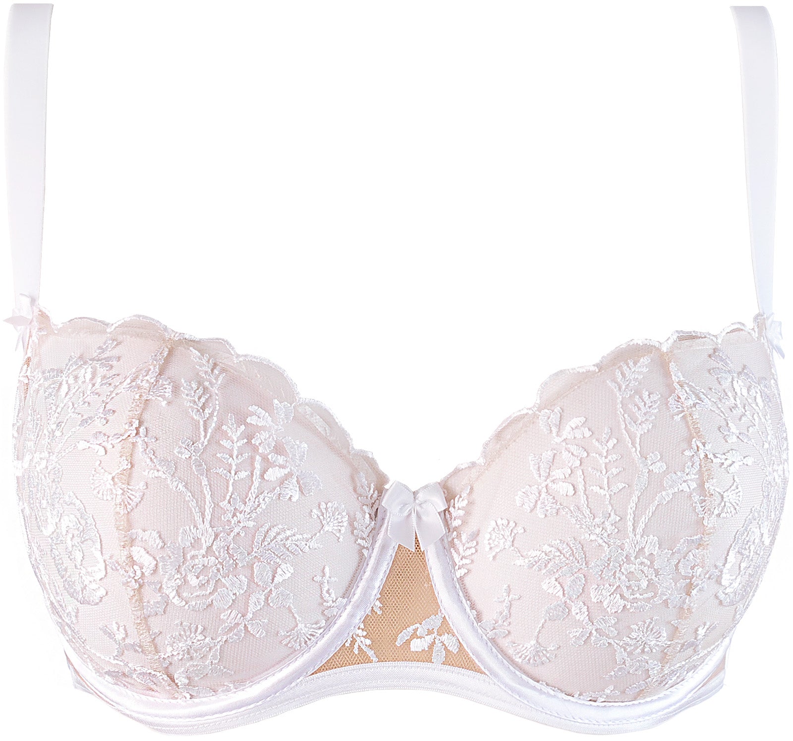 Ashley White & Nude Soft Lace Bra