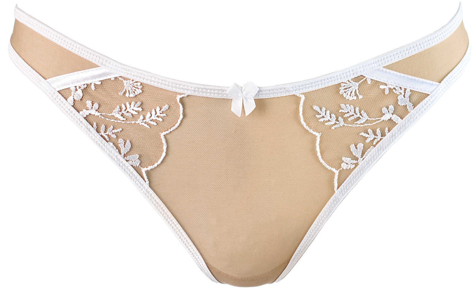 Ashley White & Nude Soft Lace String