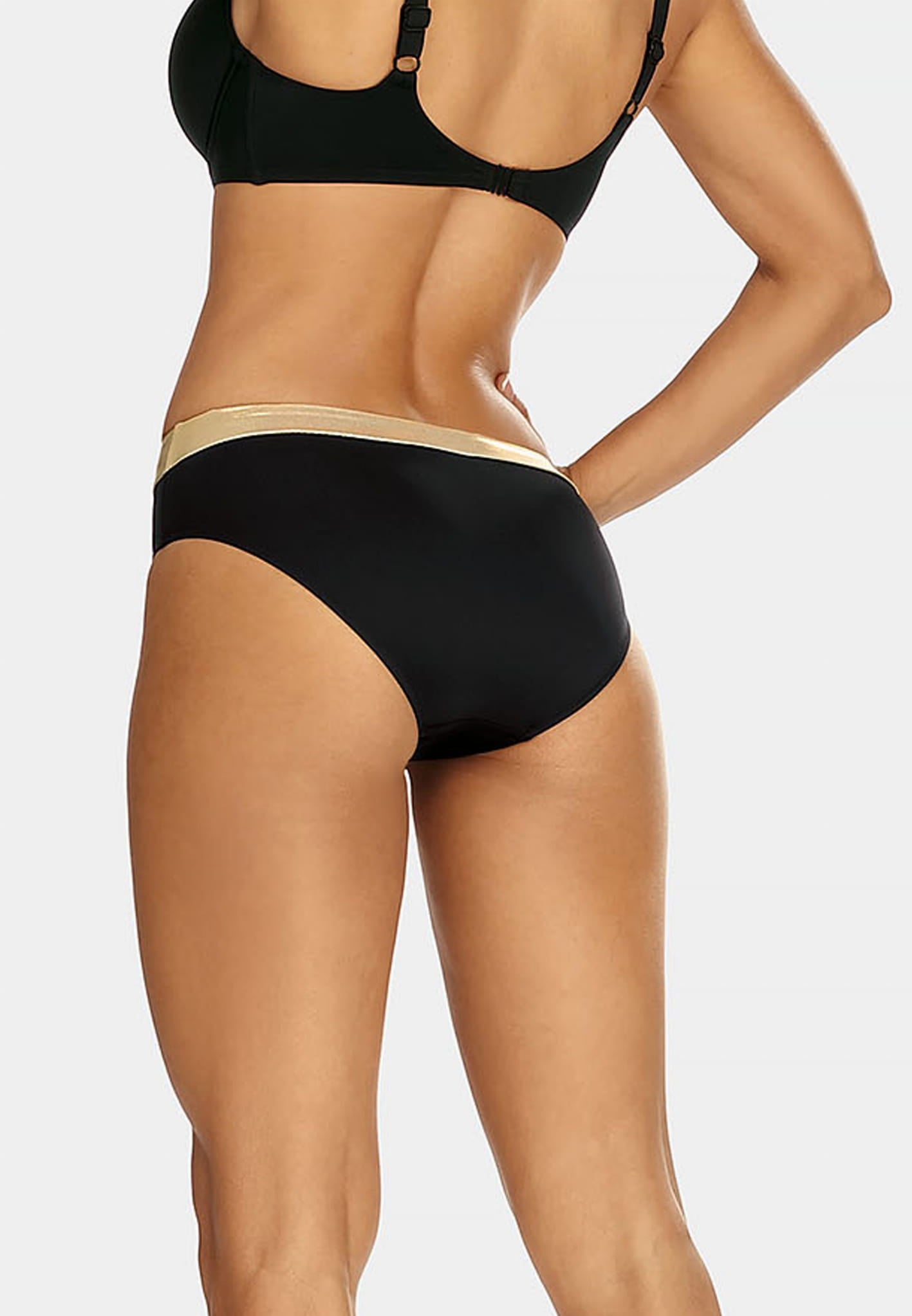 Bayside Bliss Bikini Brief Black & Gold