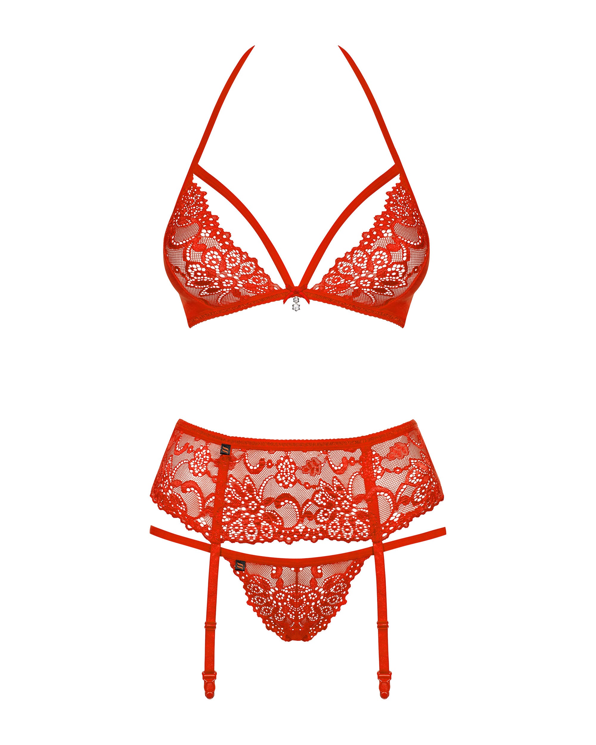 Ciara 3 Piece Bra Set Red