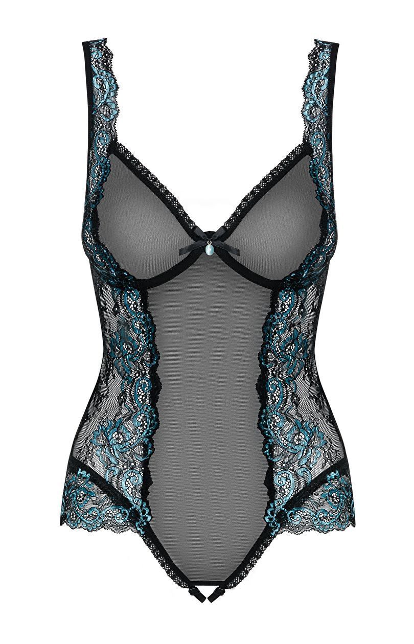 Amanta Black Crotchless Bodysuit
