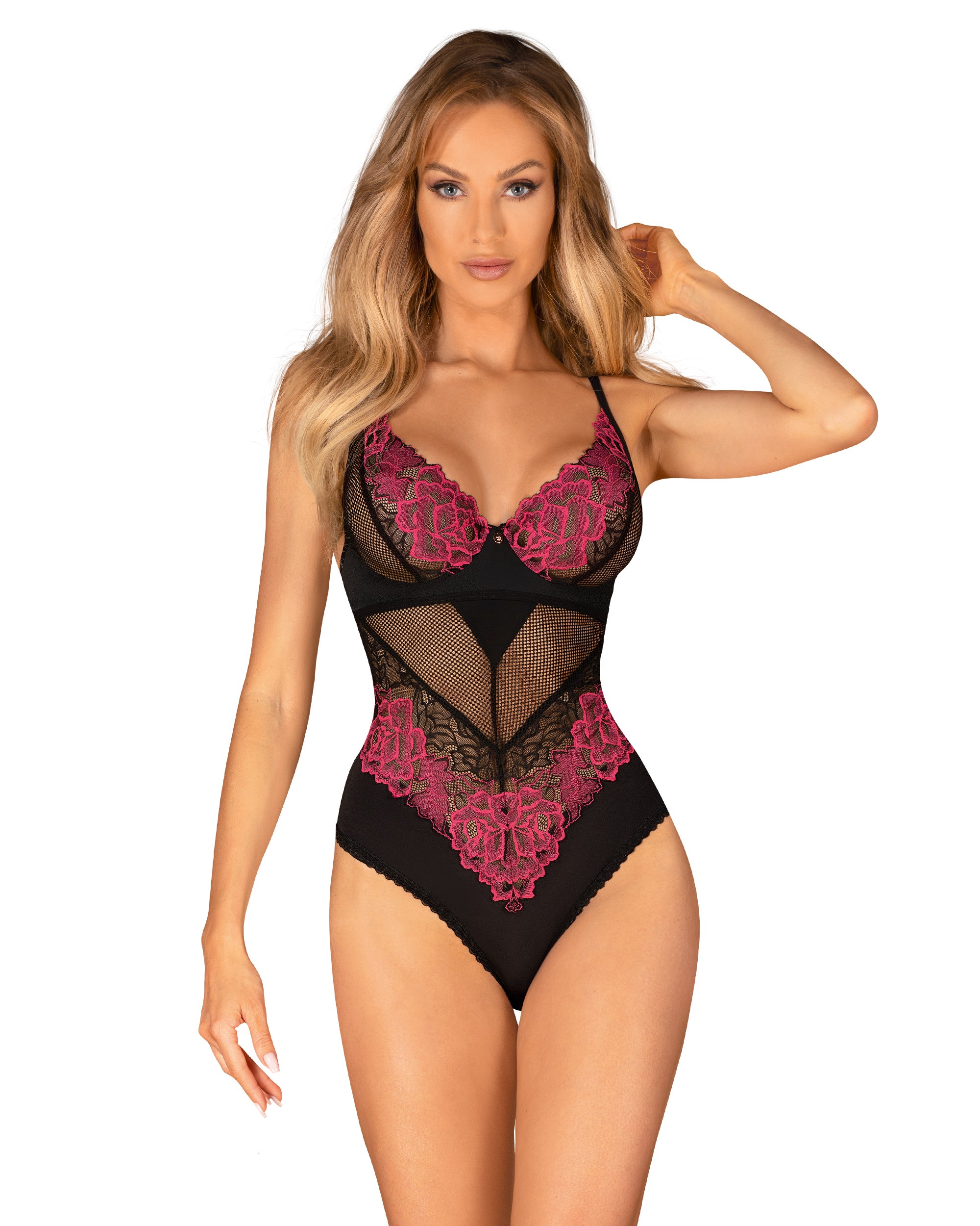 Rosenty Black & Red Floral Bodysuit
