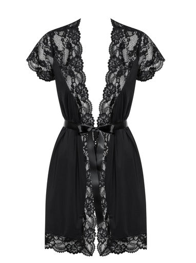 Leila Black Lace Robe
