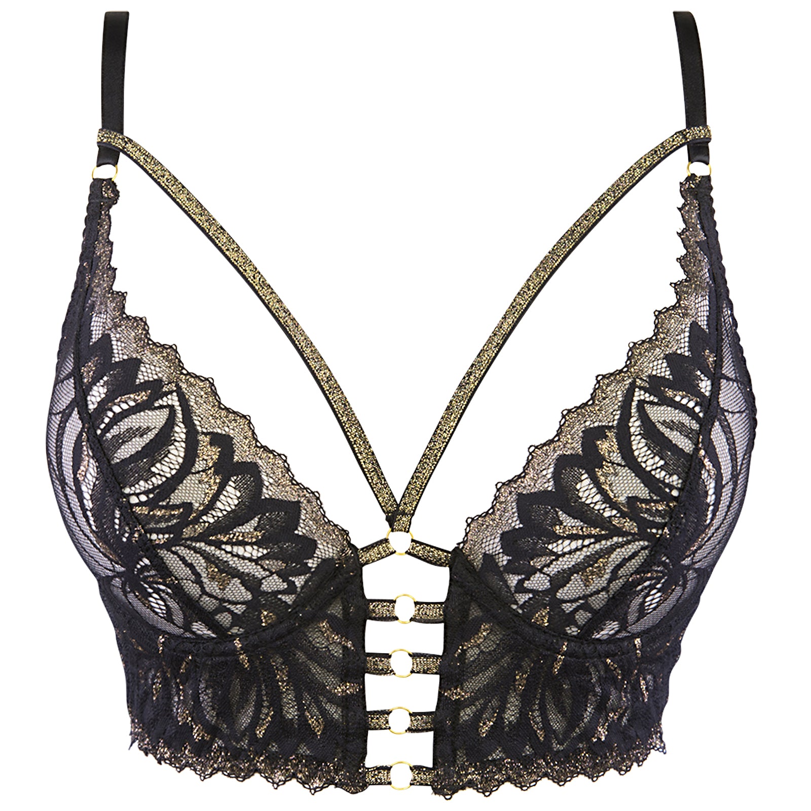 Capri Semi Corset Black & Gold
