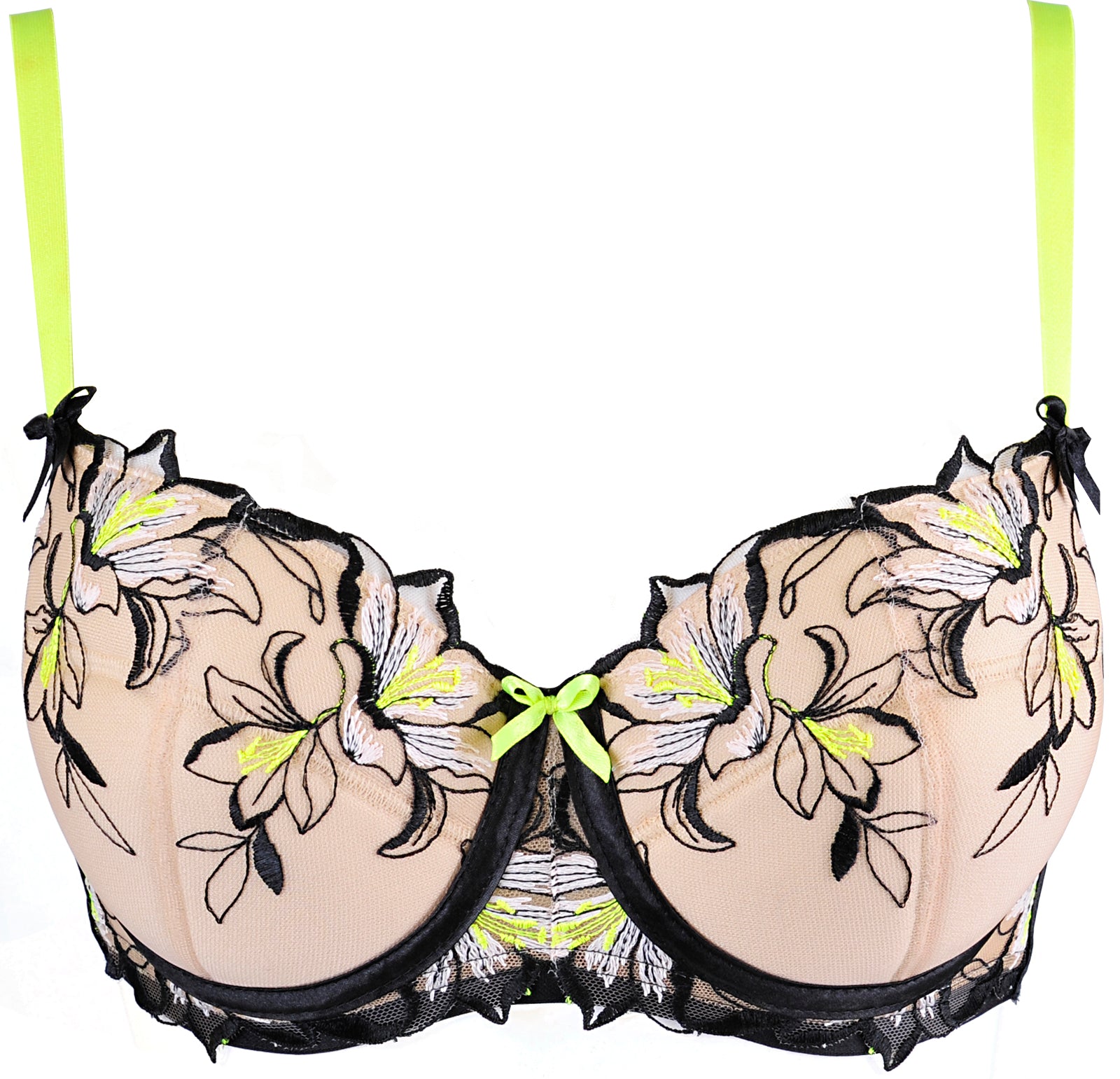 Luna Push Up Bra Black Floral