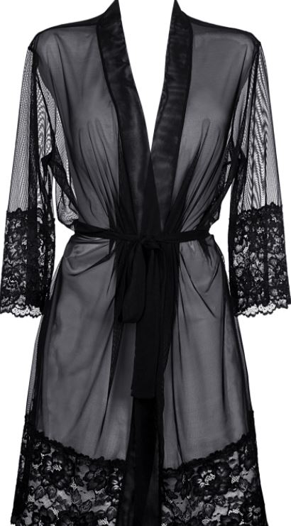 Selina Black Lace Robe