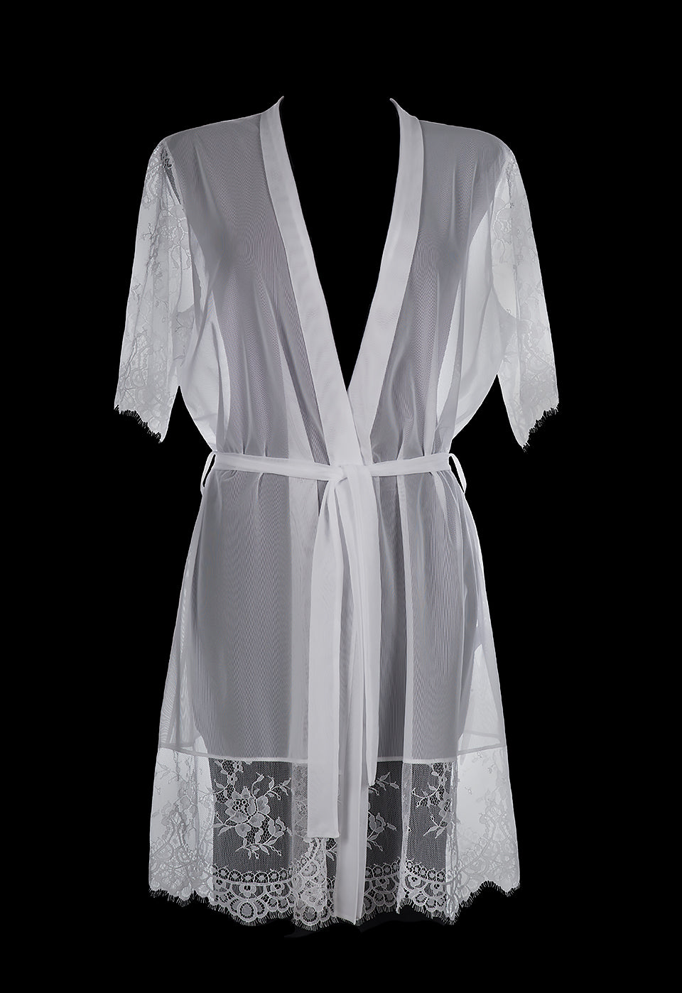Bells Lace Robe Ecru & White